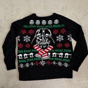 Star Wars Black Crewneck Sweater with Red and Green Accents